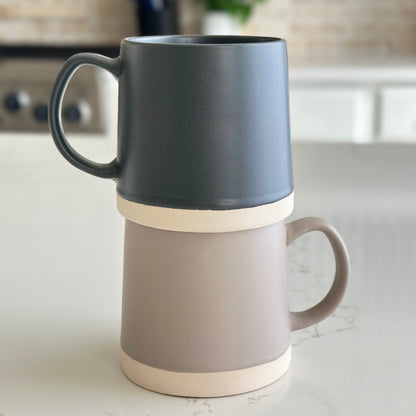 Stoneware Ceramic Coffee Mugs Set - 16 oz