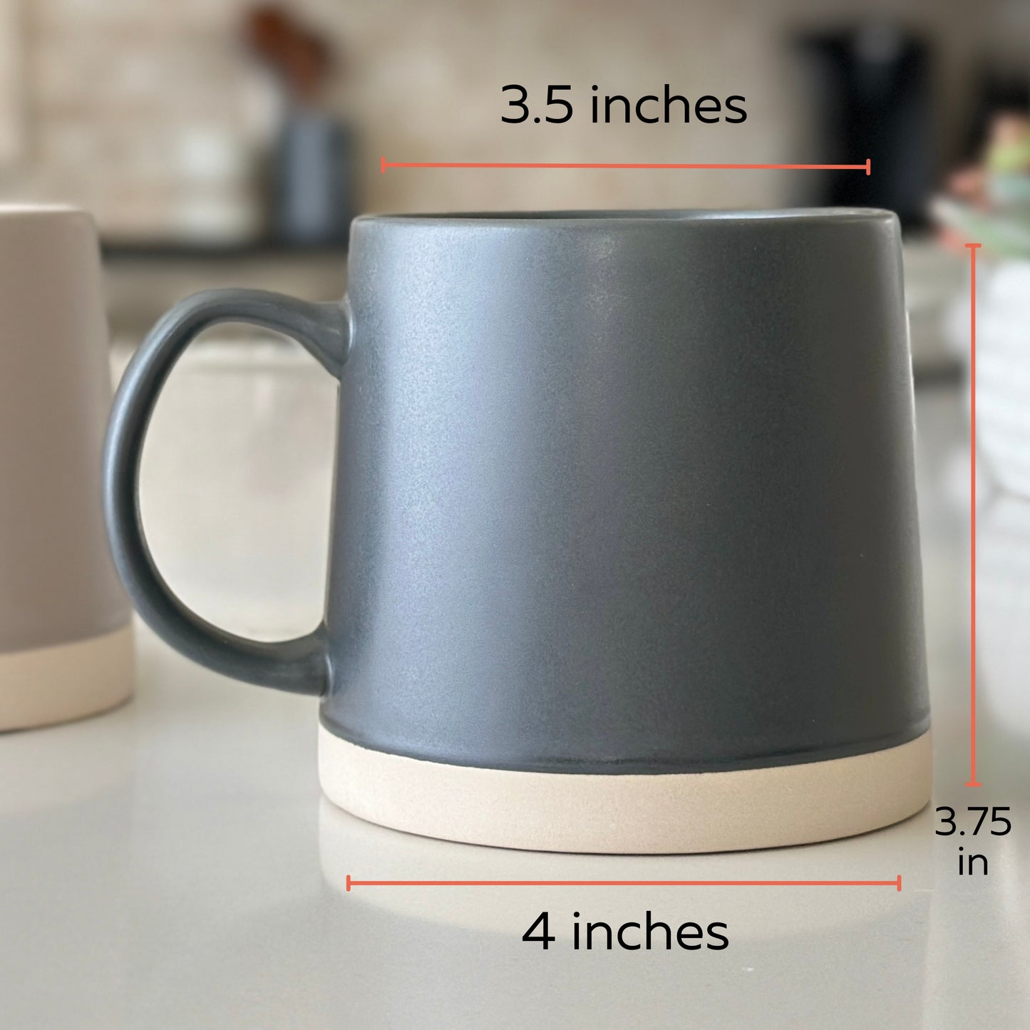 Stoneware Ceramic Coffee Mugs Set - 16 oz